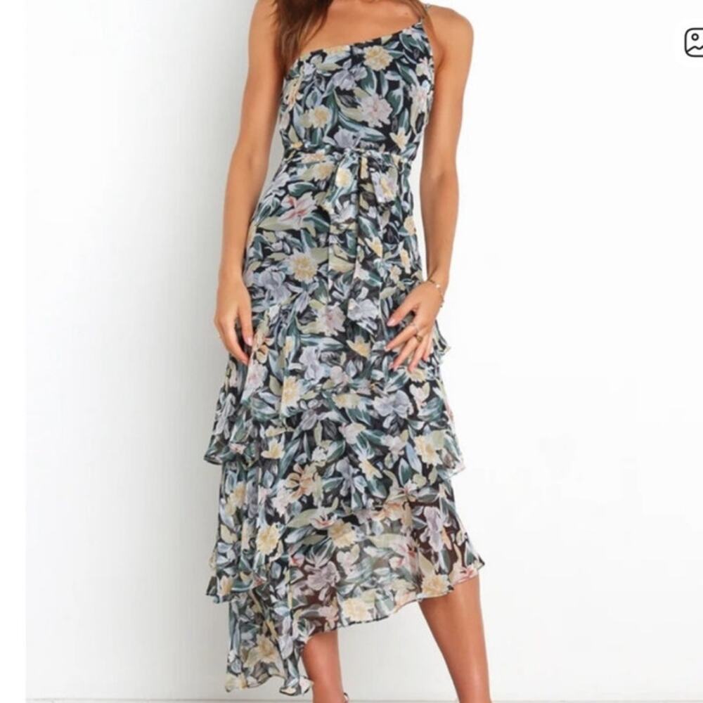 Petal & Pup One Shoulder Floral Dress - Black, Green, Pink NEVER WORN
